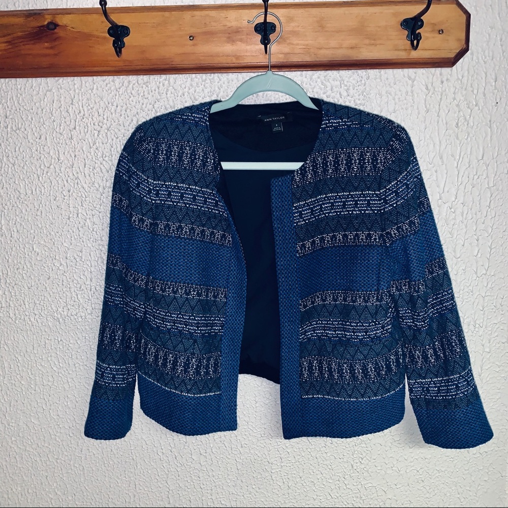 ANN TAYLOR Blue Tweed Blazer